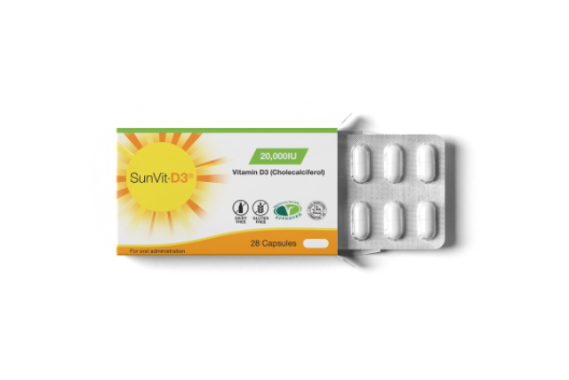 SunVit-D3 20000IU (500µg) Vegetarian High Strength Capsules and Tablets