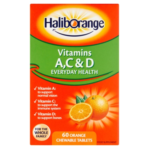 Haliborange Vitamins A, C & D Orange Chewable Tablets