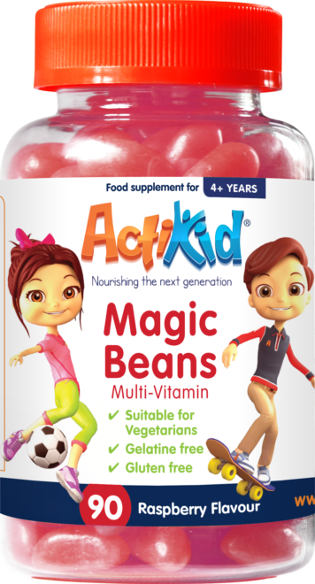 ActiKid® Magic Beans Multi-Vitamin Raspberry Flavour 90s front