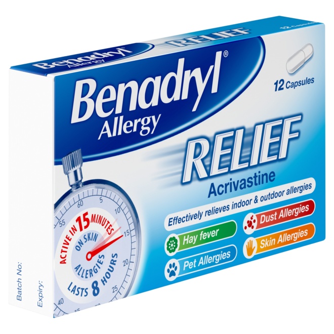 5010123722463 T9 Benadryl Allergy Relief 12 Capsules
