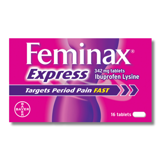 Feminax Express Period Pain 342mg 16 tabs front