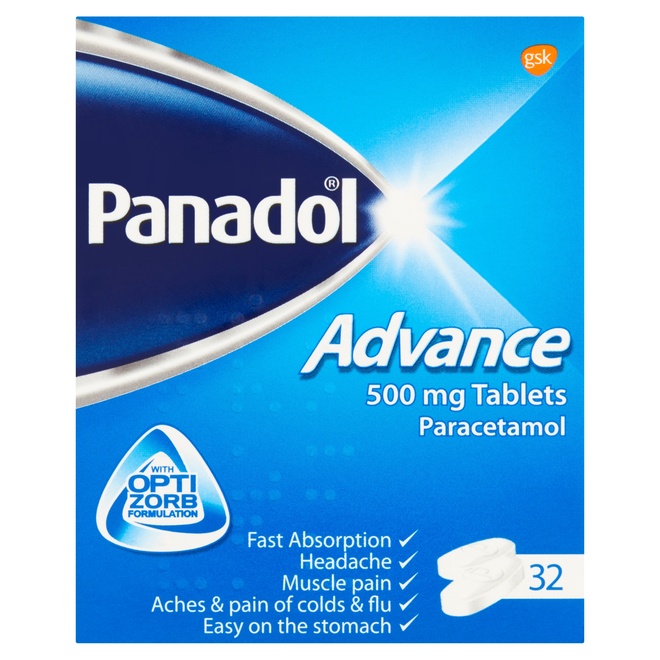 Panadol Paracetamol Pain Relief Tablets 500mg Adva front