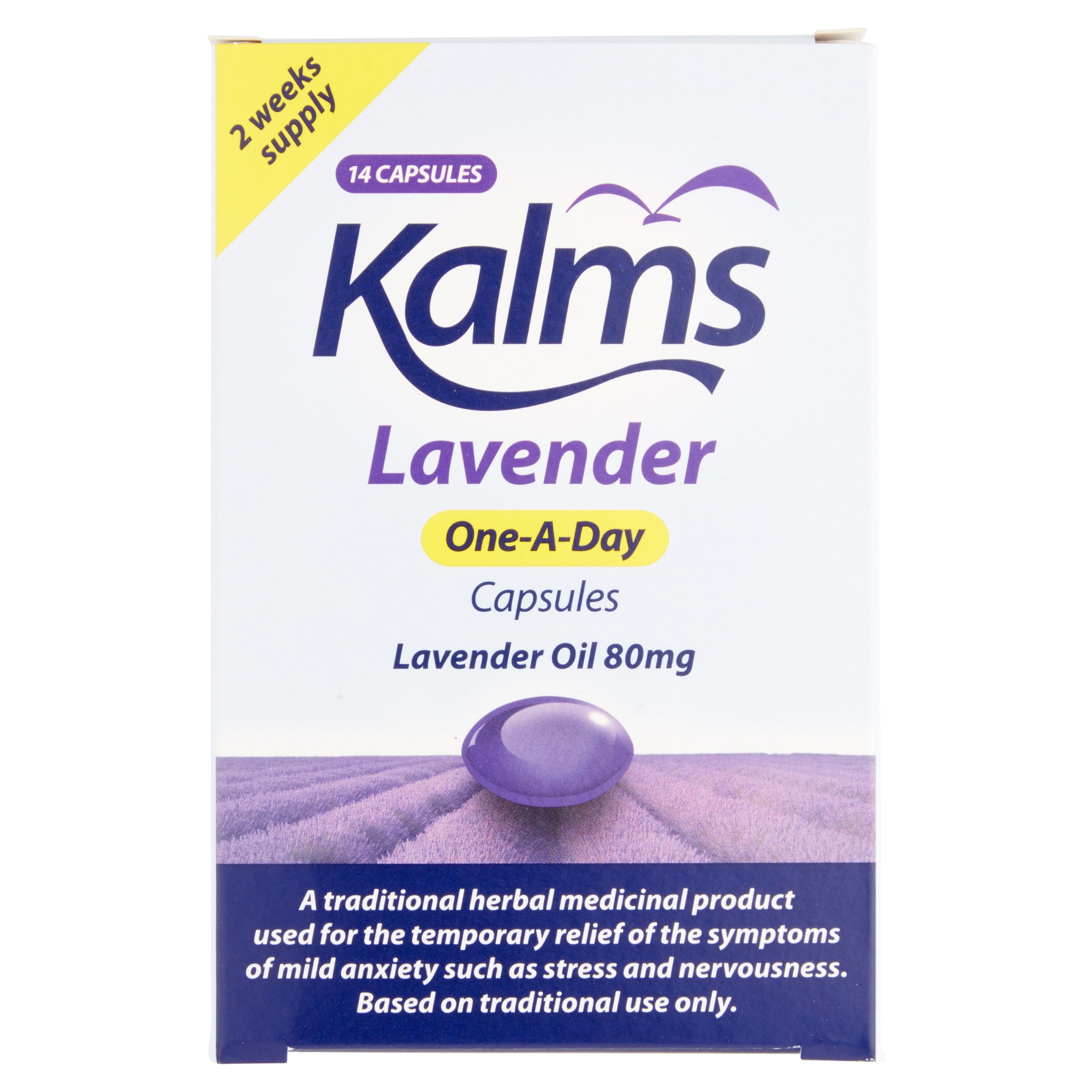 Kalms Lavender One-A-Day Capsules, Herbal, For Anxiety, Stress, Nervousness