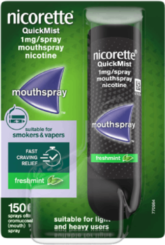 Nicorette QuickMist 1mg Spray Mouthspray Nicotine Freshmint 150 Sprays
