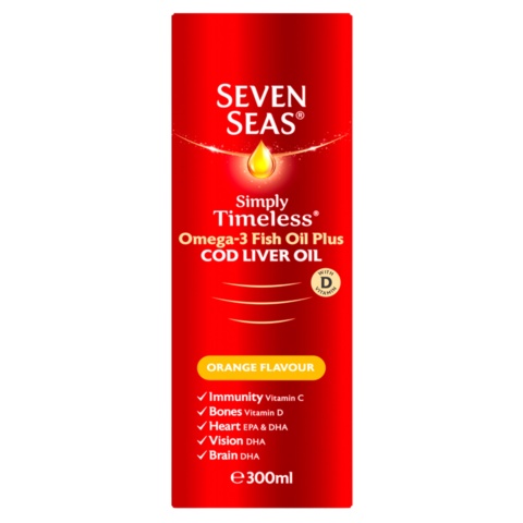 Seven Seas Cod Liver Oil Omega-3 Fish Oil Plus Orange Flavour 300ml