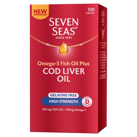 Seven Seas Cod Liver Oil Plus Omega-3 Fish Oil High Strength Gelatine Free
